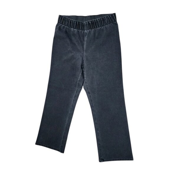 Soft Surroundings PULL ON Jeans Black High Rise Stretch Straight Leg Petite Med - Picture 1 of 9